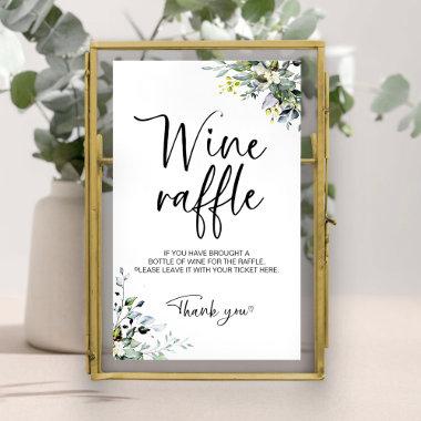Greenery Bridal Shower Wine Raffle Game Sign