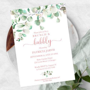 Greenery Brunch And Bubbly Bridal Shower Invitatio Invitations