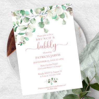 Greenery Brunch And Bubbly  Invitatio