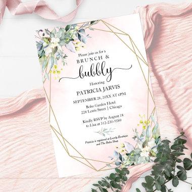 Greenery Brunch And Bubbly Bridal Shower Invitations