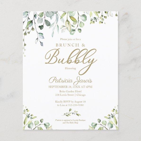 Greenery Brunch And Bubbly Budget Invitations