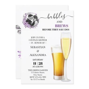 Greenery Bubbles and Brews Couples Shower Invitati Invitations