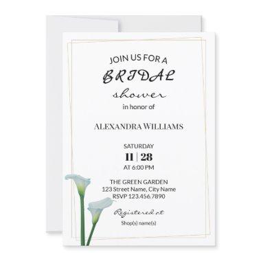 Greenery Calla Lily Bridal Shower Invitations