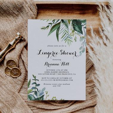 Greenery Calligraphy Bridal Lingerie Shower Invitations