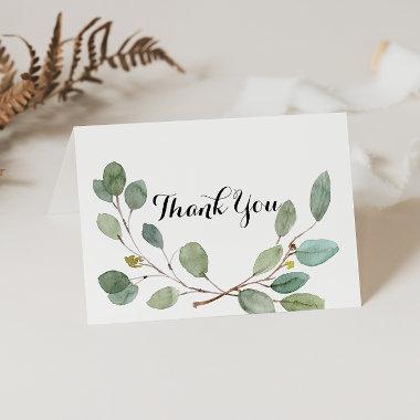 Greenery Calligraphy Folded Wedding Thank You