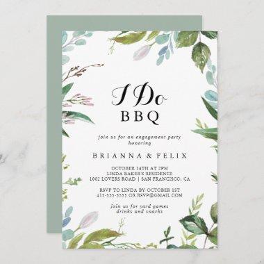 Greenery Calligraphy I Do BBQ Engagement Party Invitations
