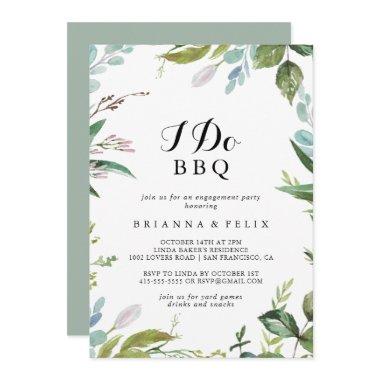 Greenery Calligraphy I Do BBQ Engagement Party Invitations