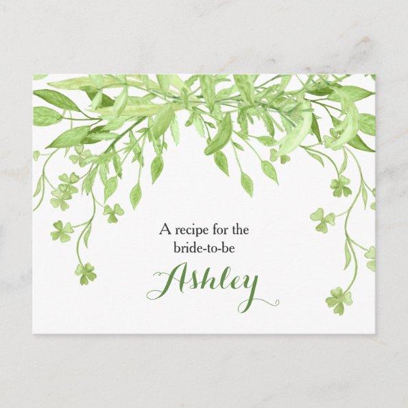 Greenery Clover Floral Bridal Shower Recipe Invitations