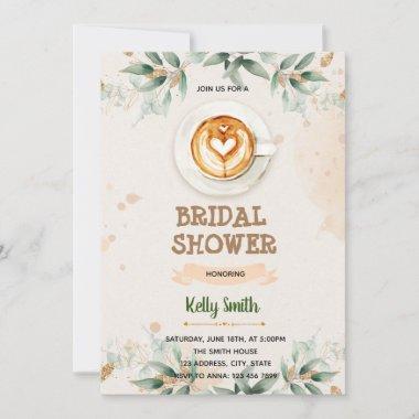 Greenery coffee love is brewing shower theme Invitations