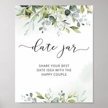 Greenery date night ideas. Date jar bridal game Poster
