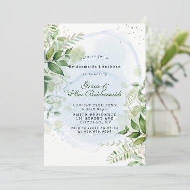 Greenery Dusty Blue Bridesmaids Luncheon Invites