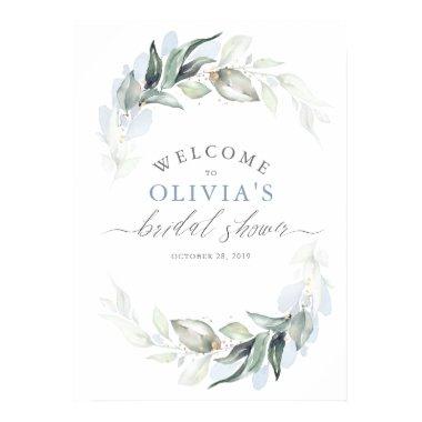 Greenery Dusty Blue Elegant  Poster