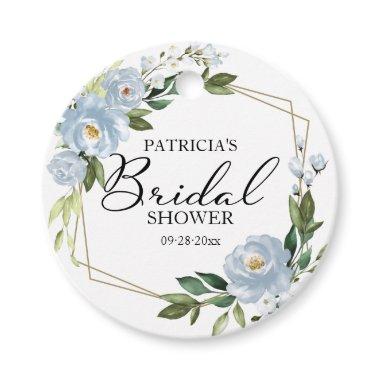 Greenery Dusty Blue Floral Geometric  Favor Tags