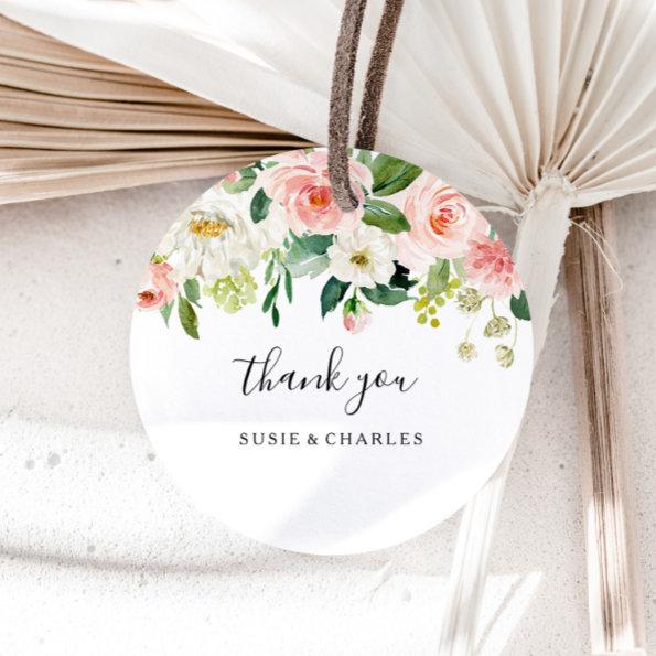 Greenery Elegant Floral Thank You Favor Classic Round Sticker