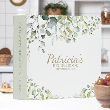 Greenery Eucalyptus  Recipe Book 3 Ring Binder