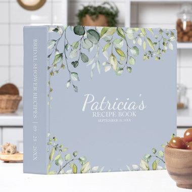 Greenery Eucalyptus Bridal Shower Recipe Book 3 Ring Binder