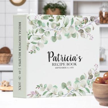 Greenery Eucalyptus  Recipe Book 3 Ring Binder