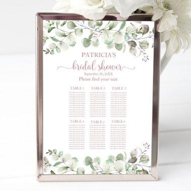 Greenery Eucalyptus Bridal Shower Seating Chart