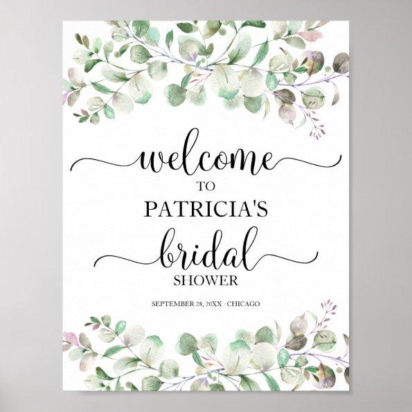 Greenery Eucalyptus Bridal Shower Welcome Poster