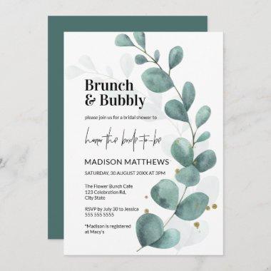 Greenery Eucalyptus Brunch & Bubbly Bridal Shower Invitations