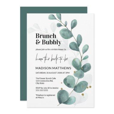 Greenery Eucalyptus Brunch & Bubbly Bridal Shower Invitations