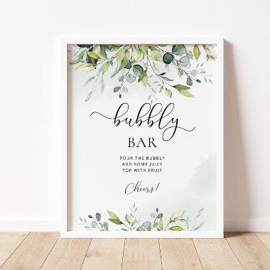 Greenery eucalyptus bubbly bar bridal shower sign