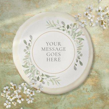 Greenery Eucalyptus Floral Personalized Sugar Cookie