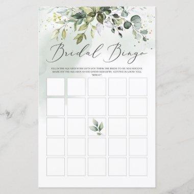 Greenery eucalyptus foliage bridal shower bingo