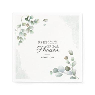 Greenery Eucalyptus Foliage Bridal Shower Paper Napkins