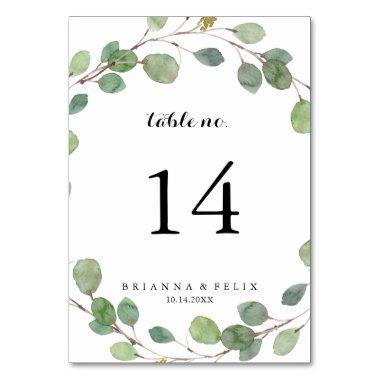 Greenery Eucalyptus Foliage Calligraphy Wedding Table Number