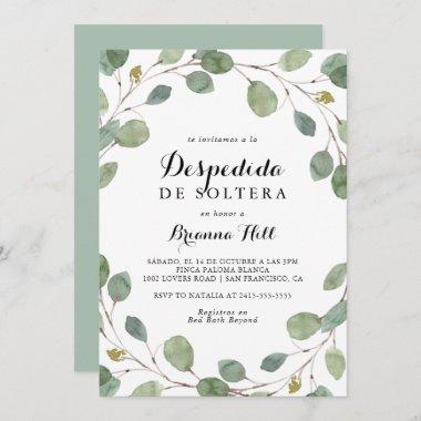 Greenery Eucalyptus Foliage Spanish Bridal Shower Invitations