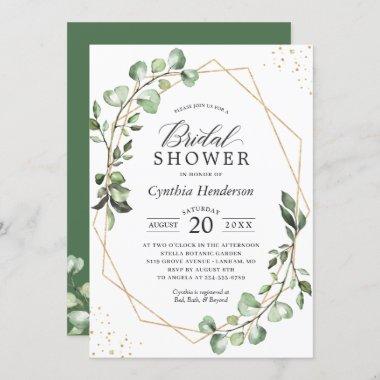 Greenery Eucalyptus Geometric Bridal Shower Invitations