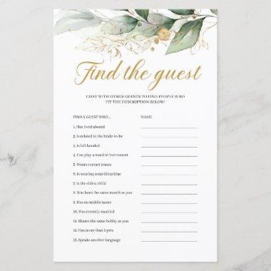 Greenery eucalyptus gold boho find the guest game