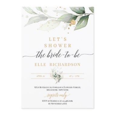 Greenery eucalyptus gold bride-to-be bridal shower Invitations