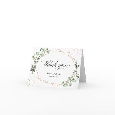 Greenery Eucalyptus Gold Geometric Frame Thank You