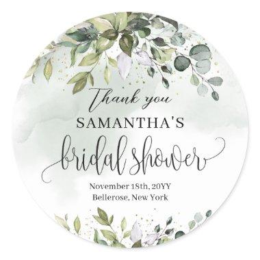 Greenery eucalyptus gold thank you sticker