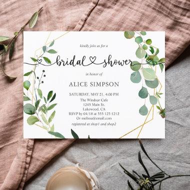 Greenery Eucalyptus Heart Bridal Shower Invitation PostInvitations