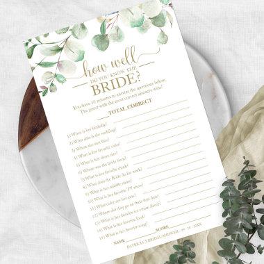 Greenery Eucalyptus How Well Do You Know The Bride Flyer