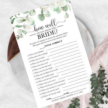 Greenery Eucalyptus How Well Do You Know The Bride Flyer