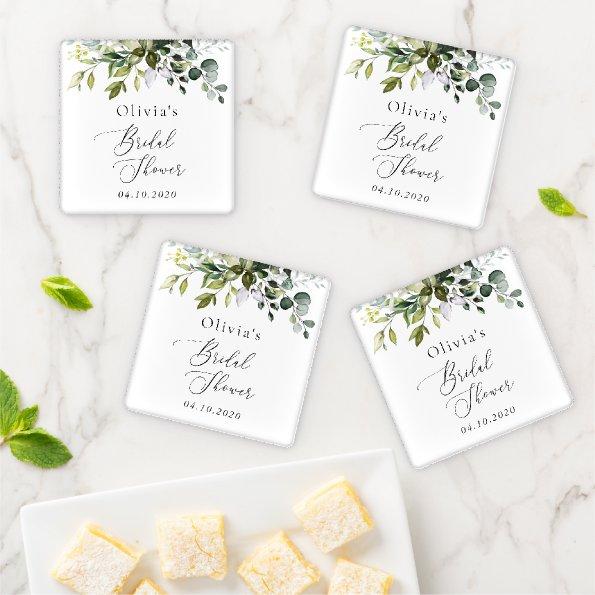 Greenery, Eucalyptus Leaves, Boho,  Coaster Set