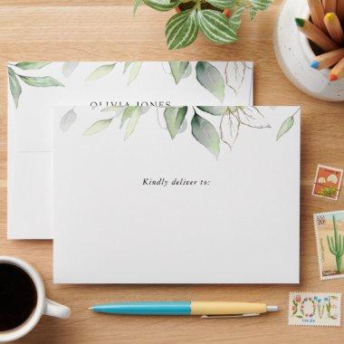 Greenery, Eucalyptus Leaves, Boho,  Envelope