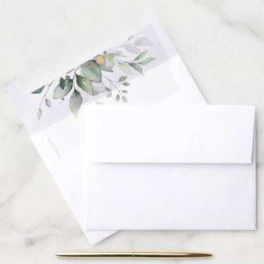 Greenery, Eucalyptus Leaves, Boho,  Envelope Liner