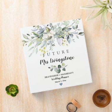 Greenery Eucalyptus leaves Bridal Wedding Planner 3 Ring Binder