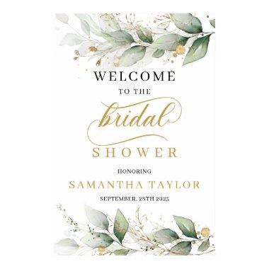 Greenery Eucalyptus leaves gold boho welcome sign