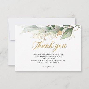 Greenery eucalyptus leaves gold thank you Invitations