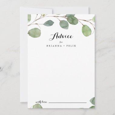 Greenery Eucalyptus Modern Calligraphy Wedding Advice Card