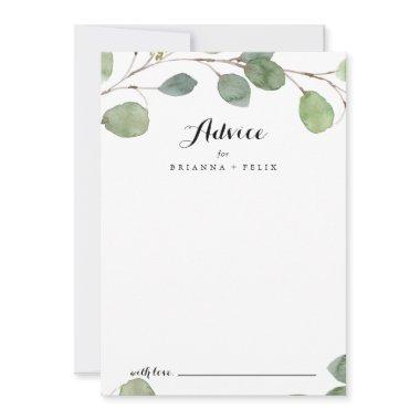 Greenery Eucalyptus Modern Calligraphy Wedding Advice Card