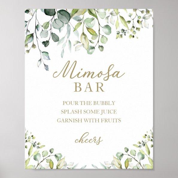 Greenery Eucalyptus Watercolor Mimosa Bar Sign