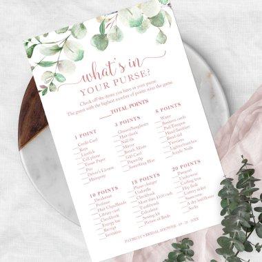 Greenery Eucalyptus What's In Your Purse Game Flyer