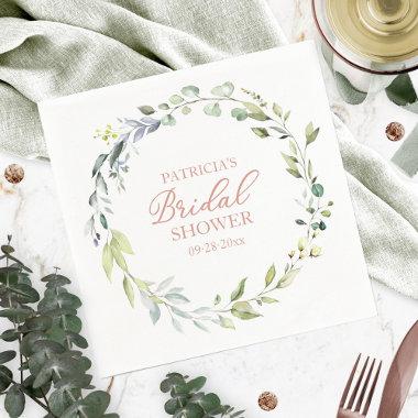 Greenery Eucalyptus Wreath Bridal Shower Napkins